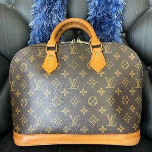 Authentic Louis Vuitton Alma Handbag Tote Bag PM Monogram Brown Canvas